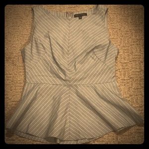 Banana Republic Gray/White Striped Peplum Tank
